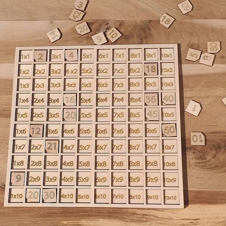 Laser Cut Multiplication Table Montessori Math Wooden Set