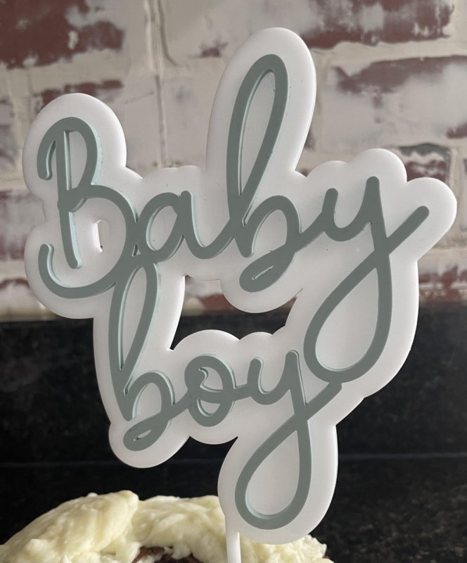 Laser Cut Baby Boy Cake Topper