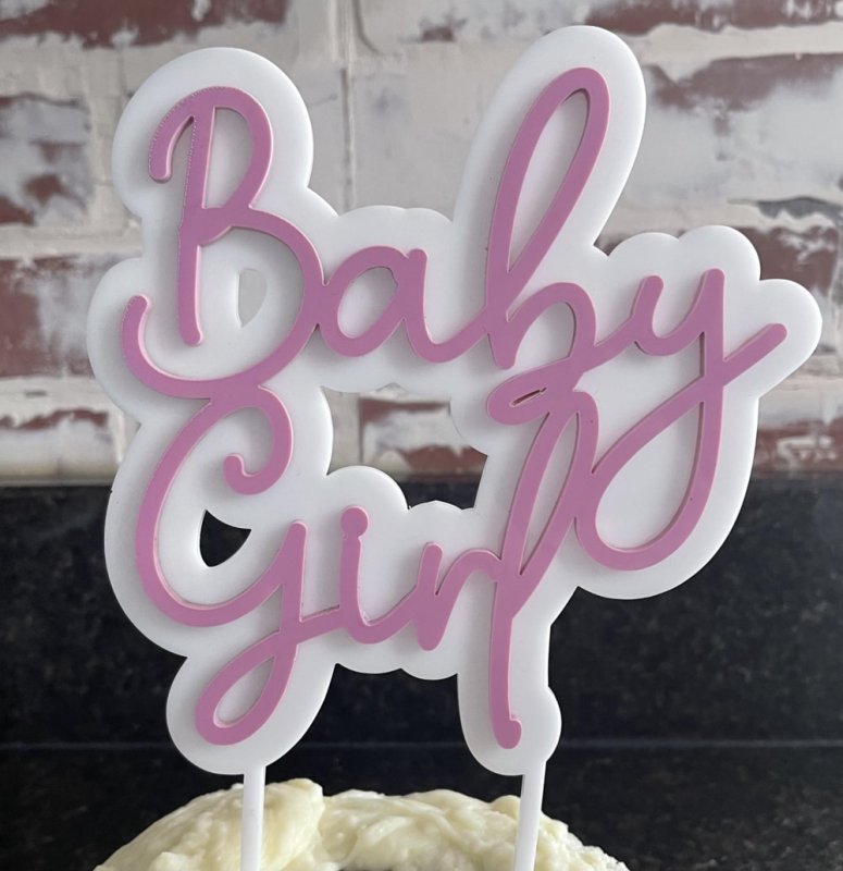 Laser Cut Baby Girl Cake Topper