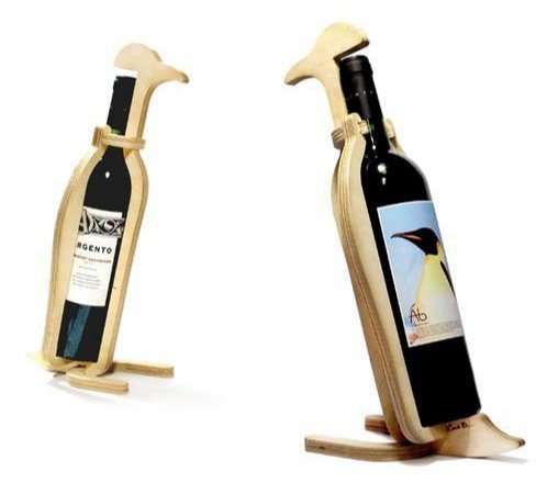 Laser Cut Penguin Wine Holder