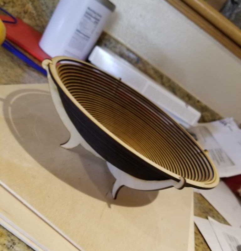 Laser Cut Wooden Spiral Bowl With Stand