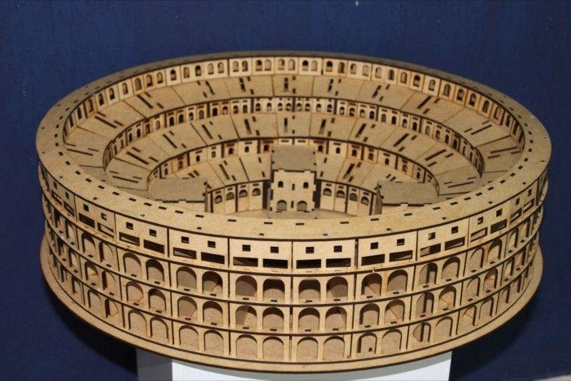 Laser Cut Wooden Roman Colosseum Miniature Puzzle Model