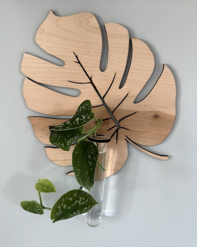 Laser Cut Bohemian Leaf Shaped Wall Planter Wooden Wall-Mounted Plant Rack For Propagation