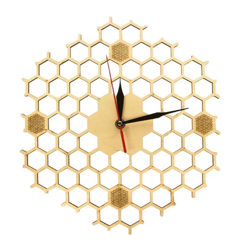 Laser Cut Honeycomb Inspired Wooden Wall Clock