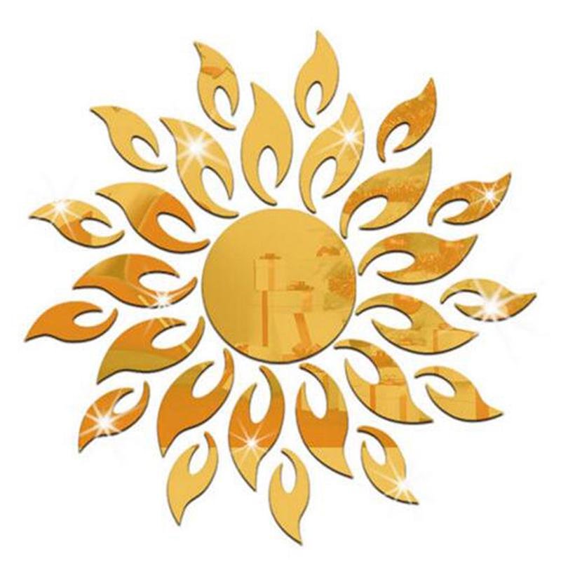 Laser Cut Mirror Acrylic Sun Art Wall Sticker