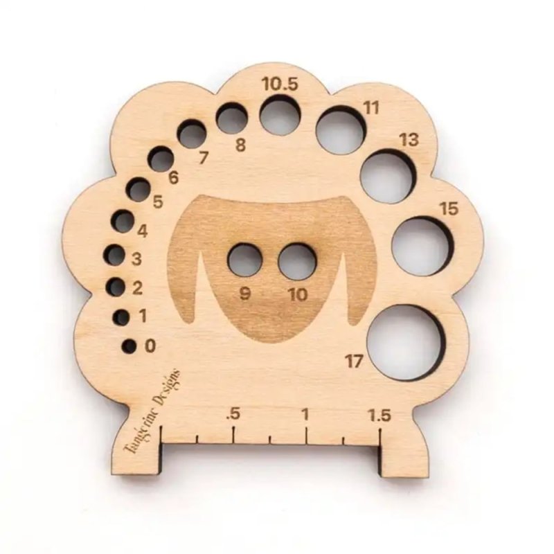 Laser Cut Wooden Sheep Knitting Crochet Hook Gauge Swatch Ruler For Measuring