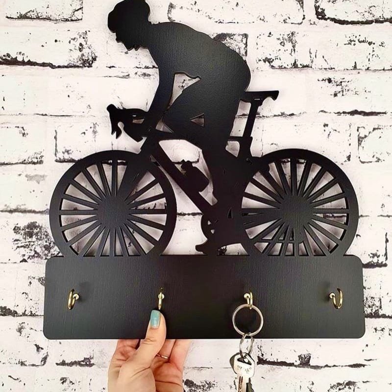 Laser Cut Bicycle Keys Hanger Bike Wall Decor Cyclist Gift