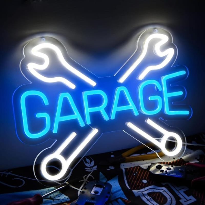 Laser Cut Garage Neon Sign Cross Wrench Garage Car Service Automotive Neon Light Sign