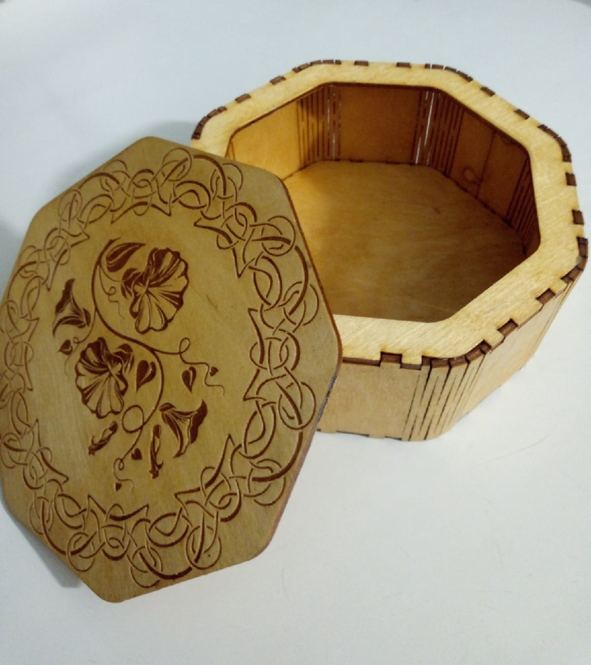 Laser Cut Octagon Wooden Box DXF File