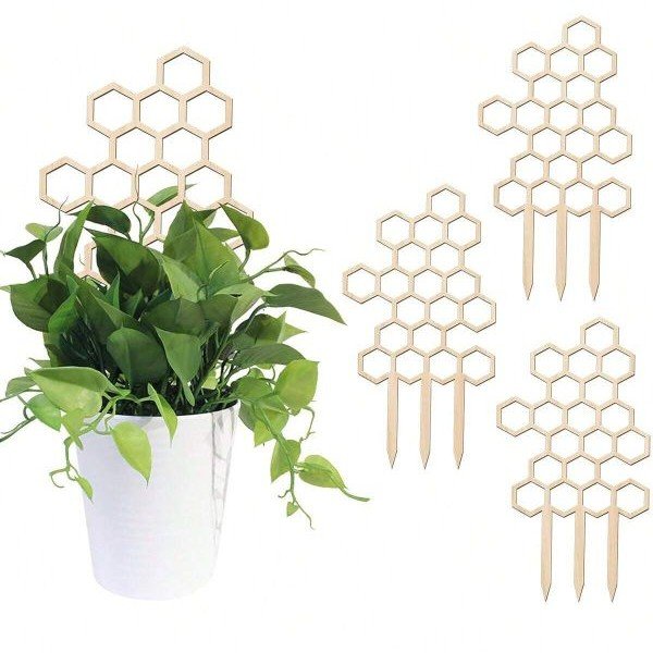 Laser Cut Wooden Honeycomb Plant Support Plant Climbing Stand Creative Lattice Climbing Plant Holder