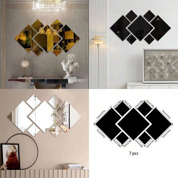 Laser Cut Creative Square Shaped Mirror Wall Decor Mirror Acrylic