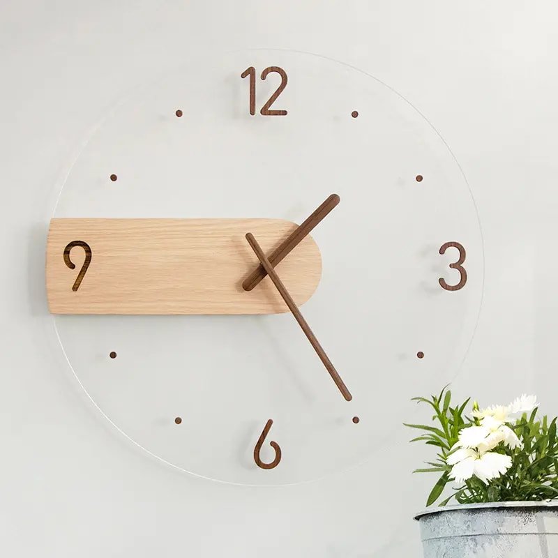 Laser Cut Wooden Transparent Acrylic Home Decor Clock