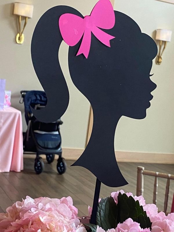 Laser Cut Wooden Head Stand Barbie Silhouette Showcase Hair Bows