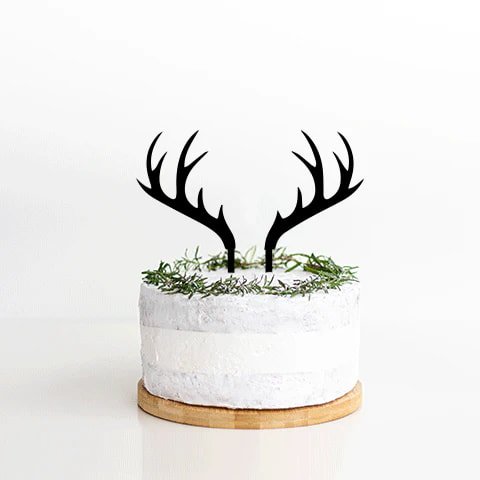 Laser Cut Deer Antler Cake Topper