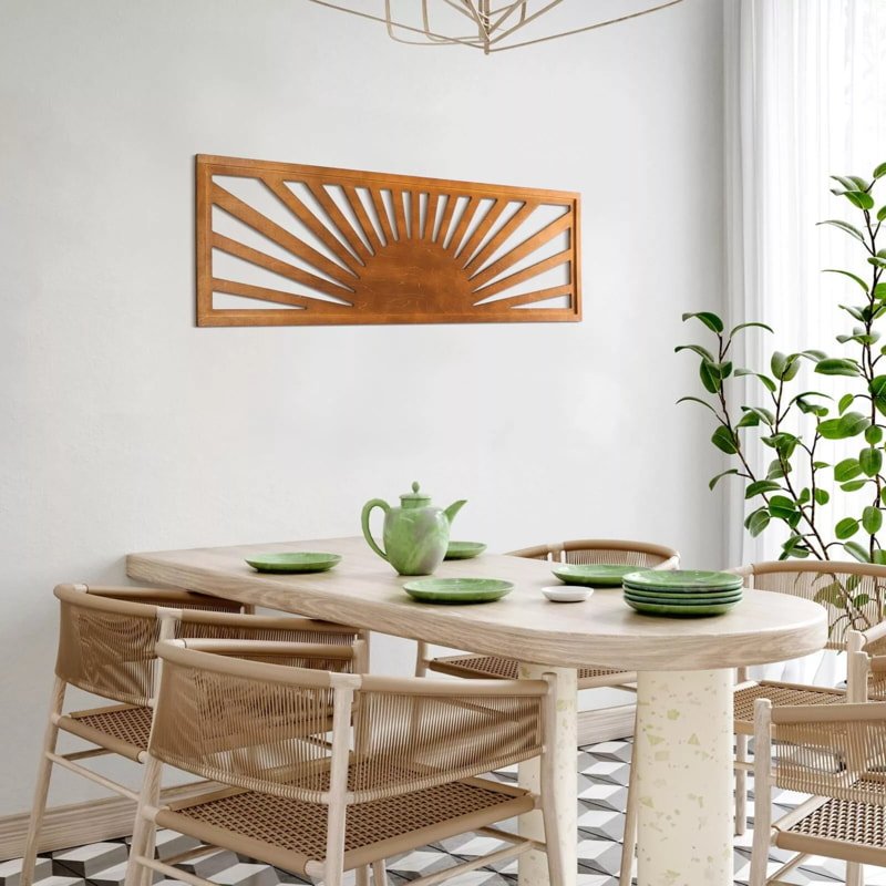 Laser Cut Wood Sunset Wall Art Boho Sun Wall Art