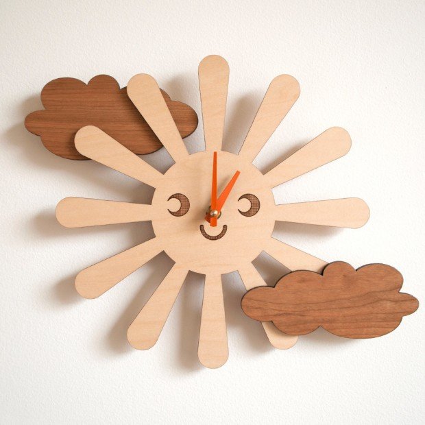 Laser Cut Wooden Happy Sun Clock