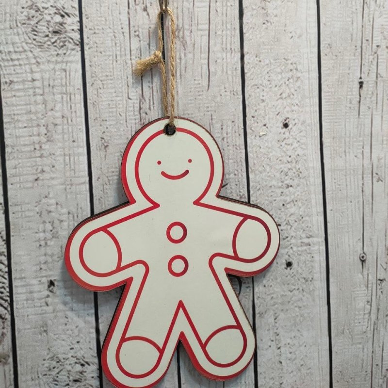Laser Cut Christmas Gingerbread Man Hanging Decor