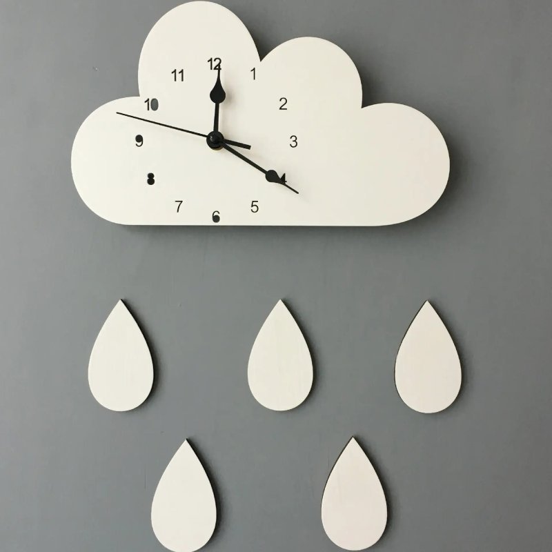 Laser Cut Nordic Style Cartoon Cloud Clock Children Room Decor