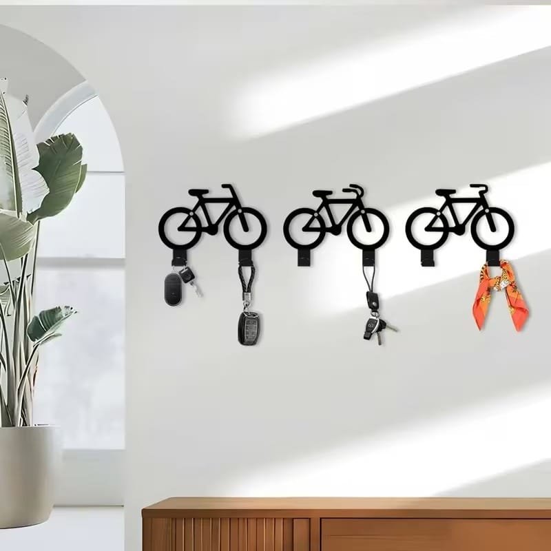 Laser Cut Modern Bicycle Wall Hooks Metal Bike Coat Rack Bicycle Key Holder
