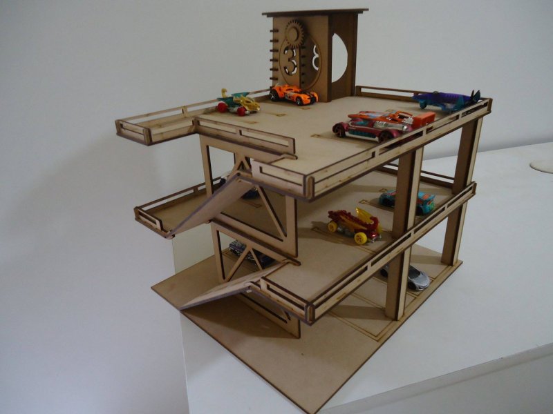 Laser Cut Parking Garage For Kids Cars